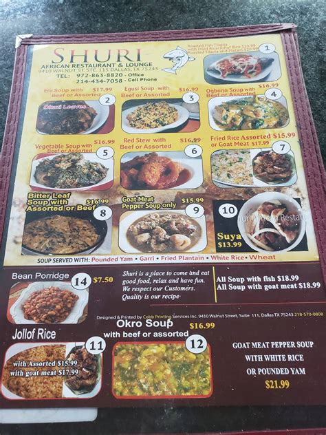 Jun 17, 2018 · Shuri African Restaurant: Authentic, Home-Cooked African Stews - See 2 traveler reviews, 2 candid photos, and great deals for Dallas, TX, at Tripadvisor. 